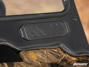 SuperATV glass windshield on a Honda Pioneer 1000, mounted view