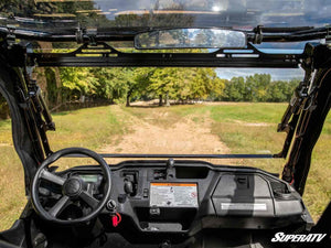 SuperATV MaxDrive power flip windshield on a Honda Pioneer 1000, alternate angle