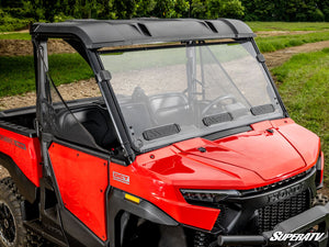 SuperATV vented full windshield on a Honda Pioneer 1000, angle view