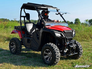 SuperATV flip windshield on a Honda Pioneer 500, side view