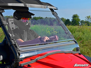 SuperATV flip windshield on a Honda Pioneer 500, cab view