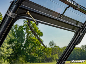 SuperATV glass windshield on a Honda Pioneer 500, detail view