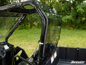 SuperATV rear windshield on a Honda Pioneer 520, installed close-up