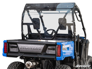 SuperATV rear windshield on a Honda Pioneer 520, mounted view