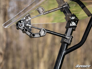 SuperATV flip windshield on a Honda Pioneer 700, detail view