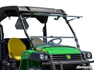 SuperATV flip windshield on a John Deere Gator, front view