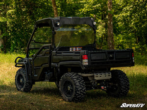 SuperATV rear windshield on a John Deere Gator 825i, detail view