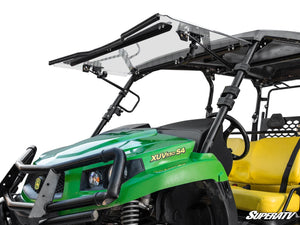 SuperATV flip windshield on a John Deere Gator XUV 590, front view