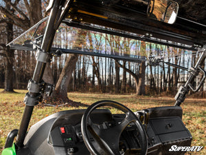 SuperATV flip windshield on a John Deere Gator XUV 590, detail view