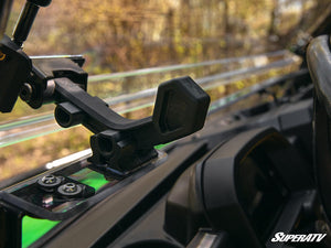 SuperATV flip windshield on a John Deere Gator XUV 835, side view