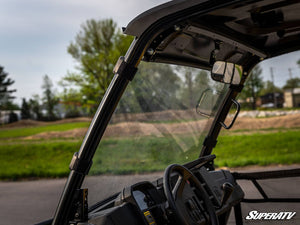 SuperATV full windshield on a John Deere Gator XUV 835, installed close-up