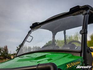 SuperATV full windshield on a John Deere Gator XUV 835, detail view
