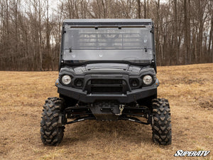 SuperATV 3-in-1 windshield on a Kawasaki Mule Pro, installed close-up