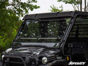 SuperATV flip down windshield on a Kawasaki Mule Pro, side view