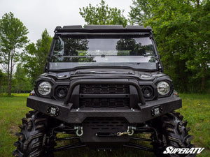 SuperATV flip down windshield on a Kawasaki Mule Pro, detail view