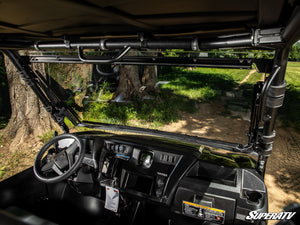 SuperATV flip windshield on a Kawasaki Mule Pro-FXR, profile view