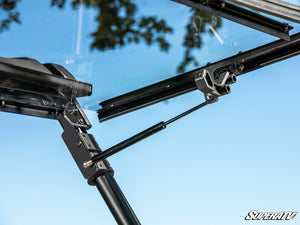 SuperATV flip windshield on a Kawasaki Mule Pro-FXR, top view