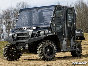 SuperATV full windshield on a Kawasaki Mule Pro, angle view