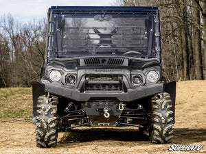 SuperATV full windshield on a Kawasaki Mule Pro, mounted view