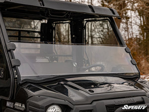 SuperATV half windshield on a Kawasaki Mule Pro, cab view