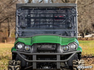 SuperATV flip windshield on a Kawasaki Mule PRO-MX, detail view