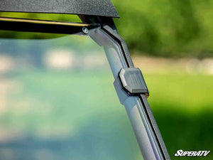 SuperATV full windshield on a Kawasaki Mule PRO-MX, installed close-up