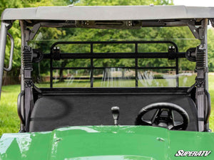 SuperATV rear windshield on a Kawasaki Mule PRO-MX, angle view