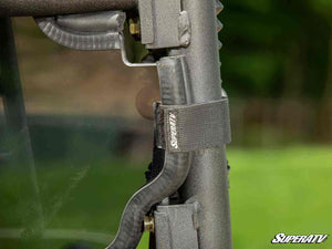 SuperATV rear windshield on a Kawasaki Mule PRO-MX, detail view