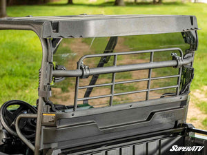 SuperATV rear windshield on a Kawasaki Mule PRO-MX, mounted view