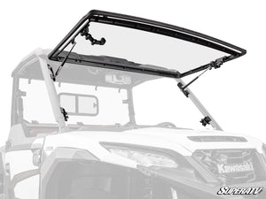 SuperATV flip windshield on a Kawasaki Ridge, front view