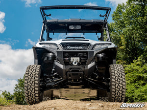SuperATV flip windshield on a Kawasaki Ridge, angle view