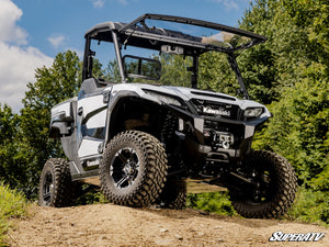 SuperATV flip windshield on a Kawasaki Ridge, detail view