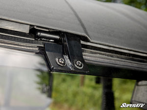 SuperATV flip windshield on a Kawasaki Ridge, interior view