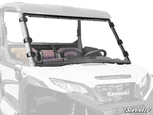 SuperATV full windshield on a Kawasaki Ridge, front view