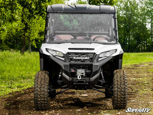 SuperATV full windshield on a Kawasaki Ridge, angle view