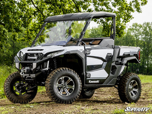 SuperATV full windshield on a Kawasaki Ridge, installed close-up