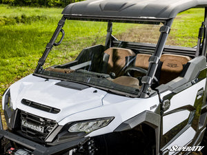 SuperATV full windshield on a Kawasaki Ridge, cab view