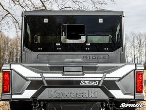 SuperATV glass sliding rear windshield on a Kawasaki Ridge, alternate angle