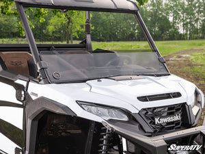 SuperATV half windshield on a Kawasaki Ridge, cab view