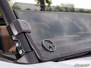 SuperATV half windshield on a Kawasaki Ridge, detail view