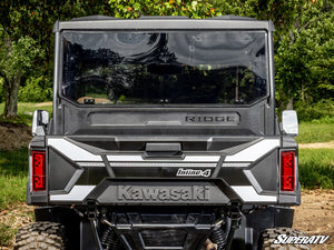 SuperATV rear windshield on a Kawasaki Ridge, angle view