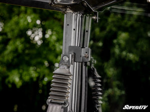 SuperATV rear windshield on a Kawasaki Ridge, alternate angle