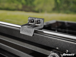 SuperATV sliding rear windshield on a Kawasaki Ridge, detail view