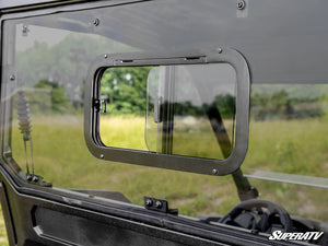 SuperATV sliding rear windshield on a Kawasaki Ridge, alternate angle