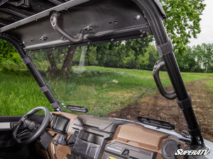 SuperATV vented full windshield on a Kawasaki Ridge, alternate angle