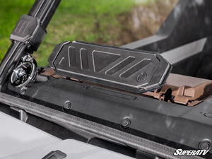 SuperATV vented full windshield on a Kawasaki Ridge, profile view