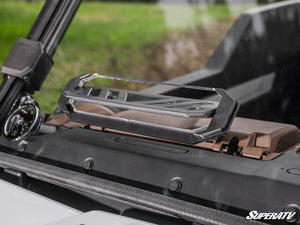 SuperATV vented full windshield on a Kawasaki Ridge, top view