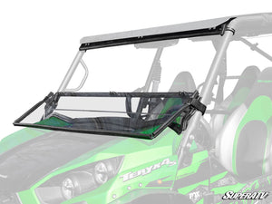 SuperATV flip down windshield on a Kawasaki Teryx, front view