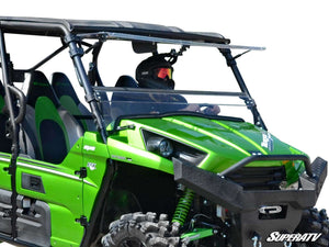 SuperATV flip windshield on a Kawasaki Teryx, front view