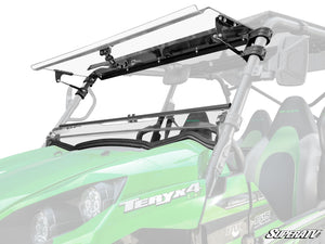 SuperATV flip windshield on a Kawasaki Teryx S, front view